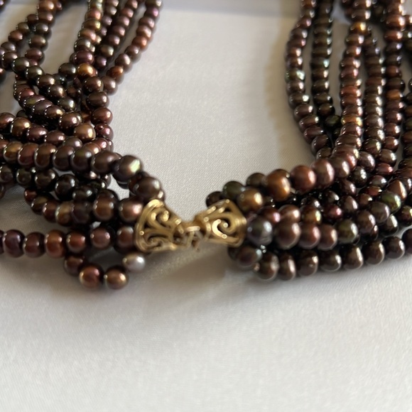 Freshwater pearls &14kY gold stamped clasp.JanDee custom jewler Chicago.8strand - Picture 2 of 7